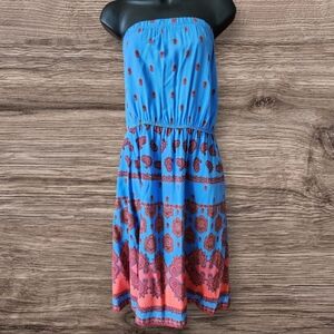 Old Navy Blue and Red Strapless Dress, LG